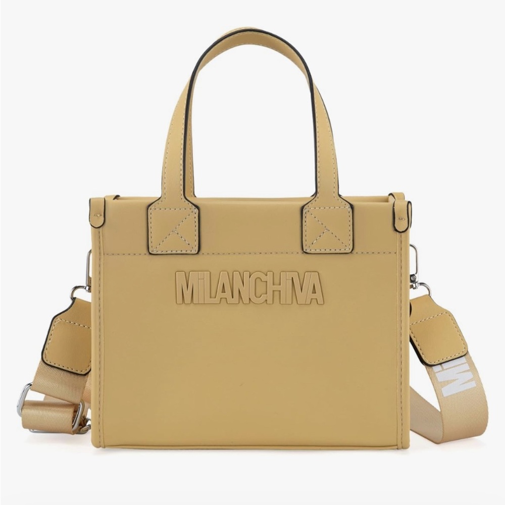 Light Yellow Milan Chiva Tote Bag Top Handle and Crossbody Handbag